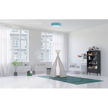 Iluminação de teto LED GALAXY KIDS LED/24W/230V estrelas turquesa/branco