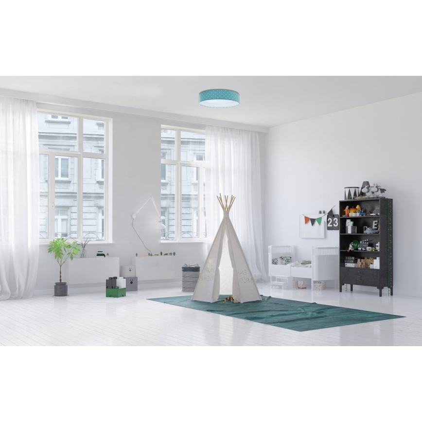 Iluminação de teto LED GALAXY KIDS LED/24W/230V estrelas turquesa/branco