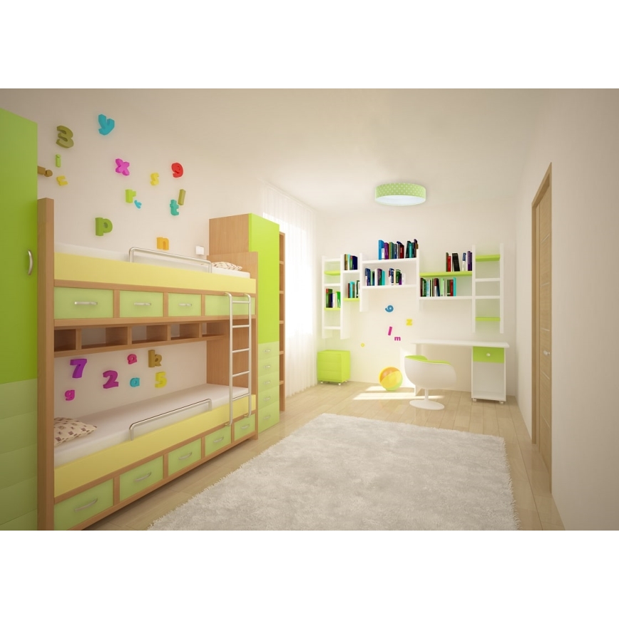 Iluminação de teto LED GALAXY KIDS LED/24W/230V pontos verde/branco