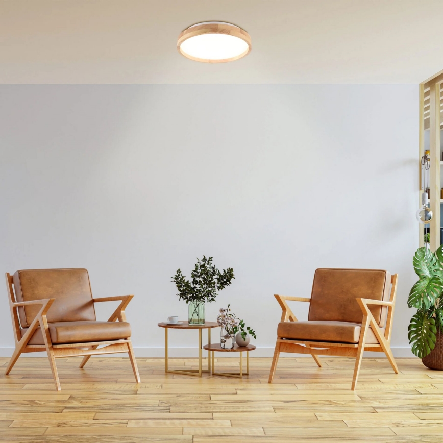 Iluminação de teto LED JANUSZ LED/12W/230V diâmetro 27 cm IP44 carvalho