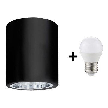 Iluminação de teto LED JUPITER 1xE27/6W/230V 120x98 mm preto