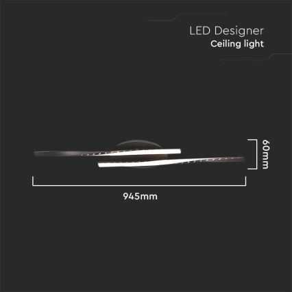 Iluminação de teto LED LED/12W/230V 3000K 94,5 cm preto