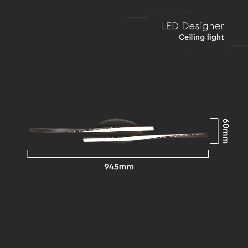 Iluminação de teto LED LED/12W/230V 3000K 94,5 cm preto