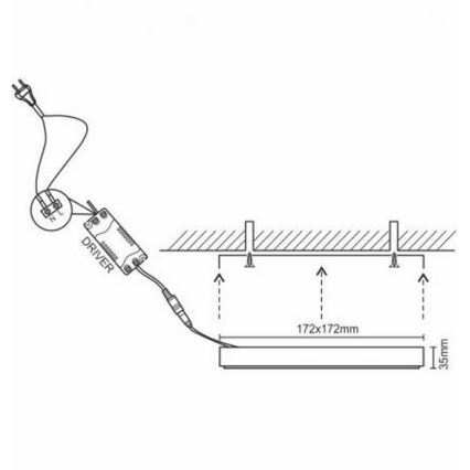 Iluminação de teto LED LED/12W/230V 4000K 17,2x17,2 cm