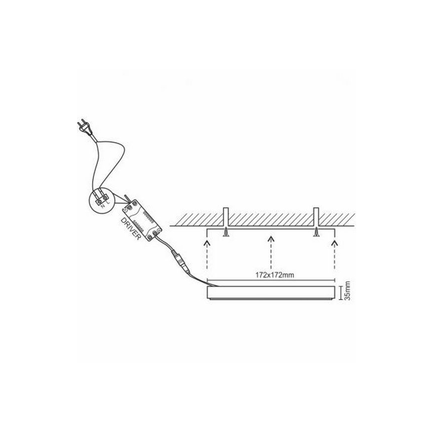 Iluminação de teto LED LED/12W/230V 4000K 17,2x17,2 cm
