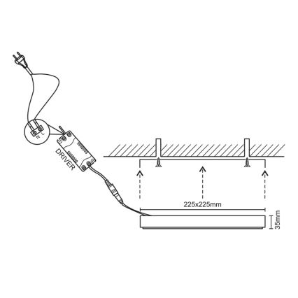 Iluminação de teto LED LED/18W/230V 4000K 22,5x22,5 cm