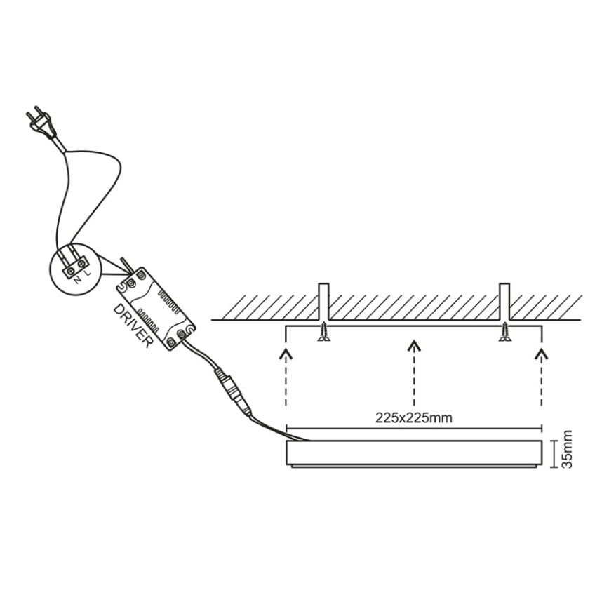 Iluminação de teto LED LED/18W/230V 4000K 22,5x22,5 cm