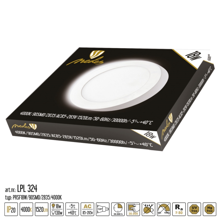 Iluminação de teto LED LED/18W/230V 4000K diâmetro 22,5 cm