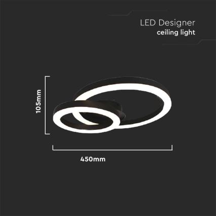 Iluminação de teto LED LED/20W/230V 3000K preto