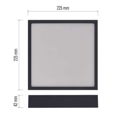 Iluminação de teto LED NEXXO LED/21W/230V 3000/3500/4000K 22,5x22,5 cm preto