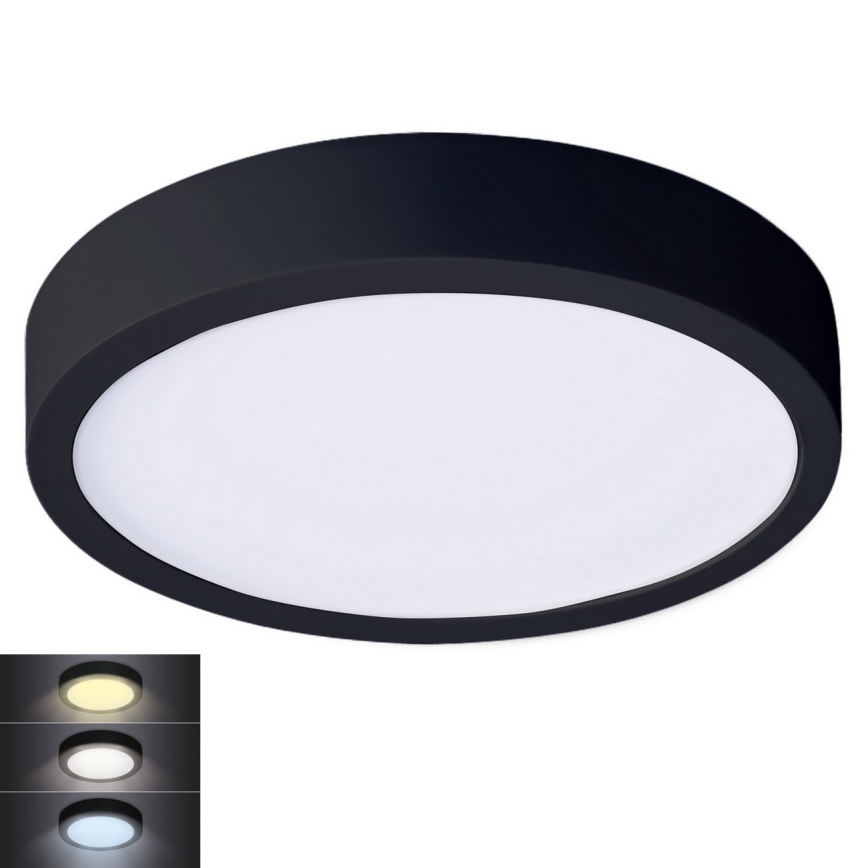 Iluminação de teto LED LED/24W/230V 3000/4000/6000K preto redondo