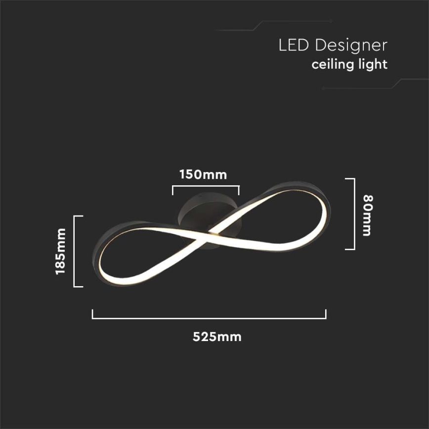Iluminação de teto LED LED/24W/230V 3000K preto