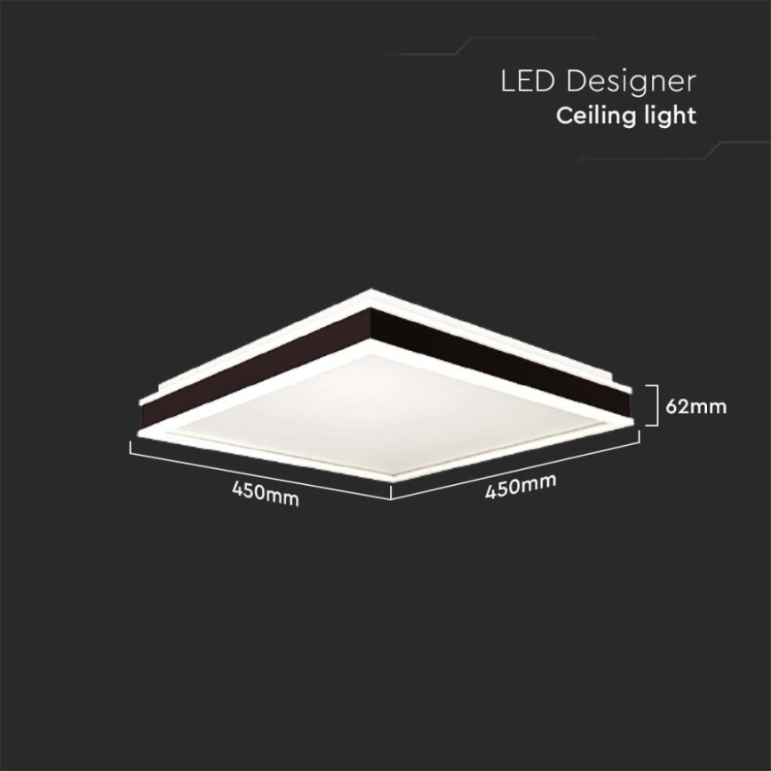 Iluminação de teto LED LED/24W/230V 4000K 45x45 cm preto