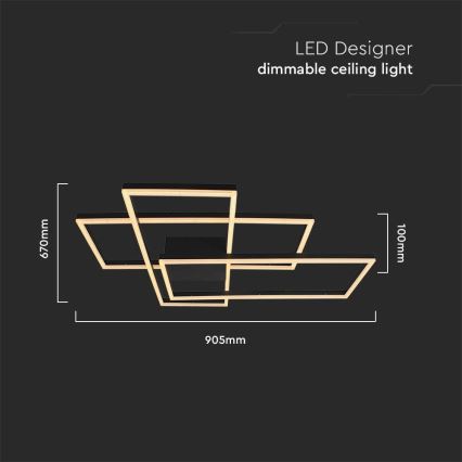Iluminação de teto LED LED/47W/230V 3000K preto