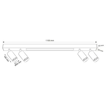 Iluminação de teto LED PARIS LED/24W/230V + 4xGU10/10W preto