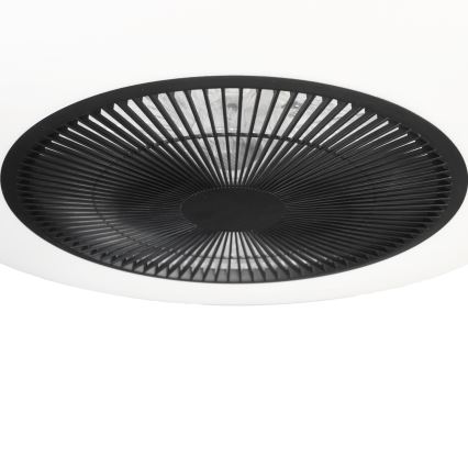 Iluminação de teto LED regulável com ventoinha ARIA LED/38W/230V preto/branco + controlo remoto