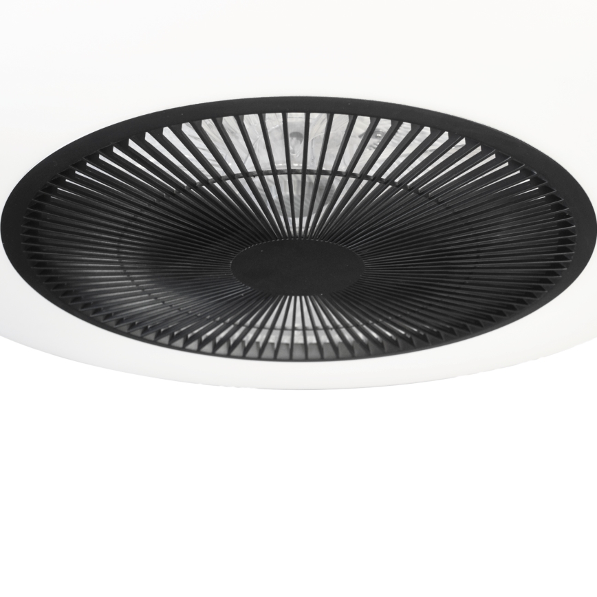 Iluminação de teto LED regulável com ventoinha ARIA LED/38W/230V preto/branco + controlo remoto