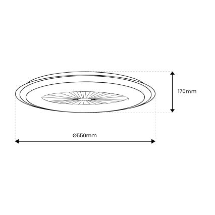 Iluminação de teto LED regulável com ventoinha ARIA LED/38W/230V preto/branco + controlo remoto