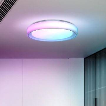 Iluminação de teto LED RGB com regulação FLOCO LED/30W/230V 3000-6500K + RGB/6W diâmetro 40cm + comando