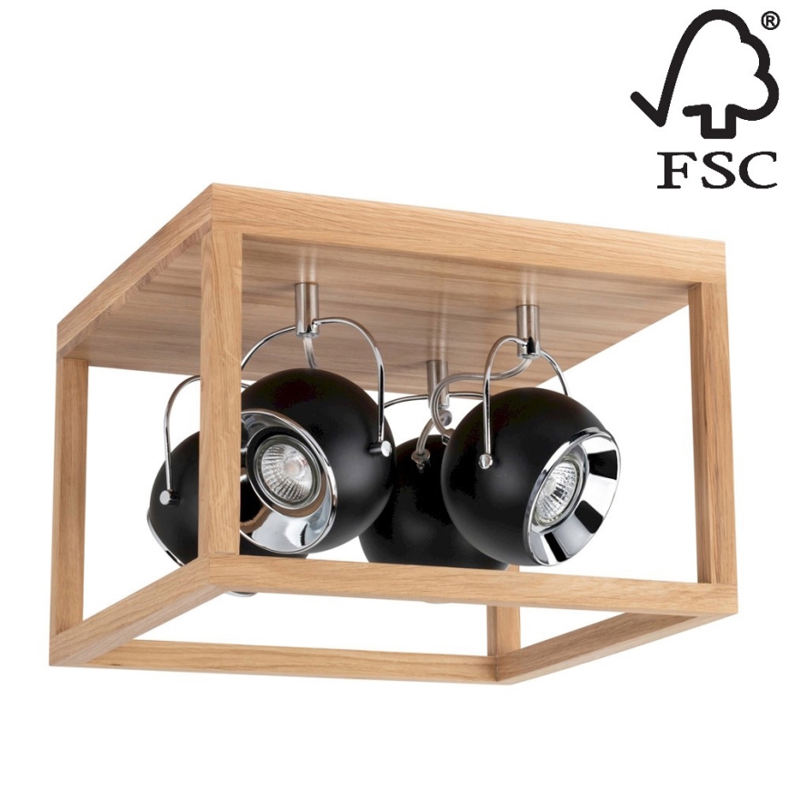 Iluminação de teto LED ROY 4xGU10/5W/230V carvalho mate - certificado por FSC