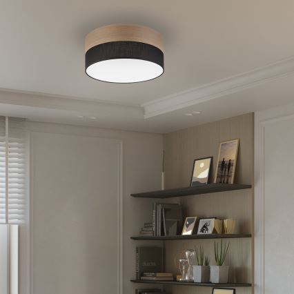 Iluminação de teto LED SIRJA WOOD LED/20W/230V diâmetro 35 cm preto/carvalho