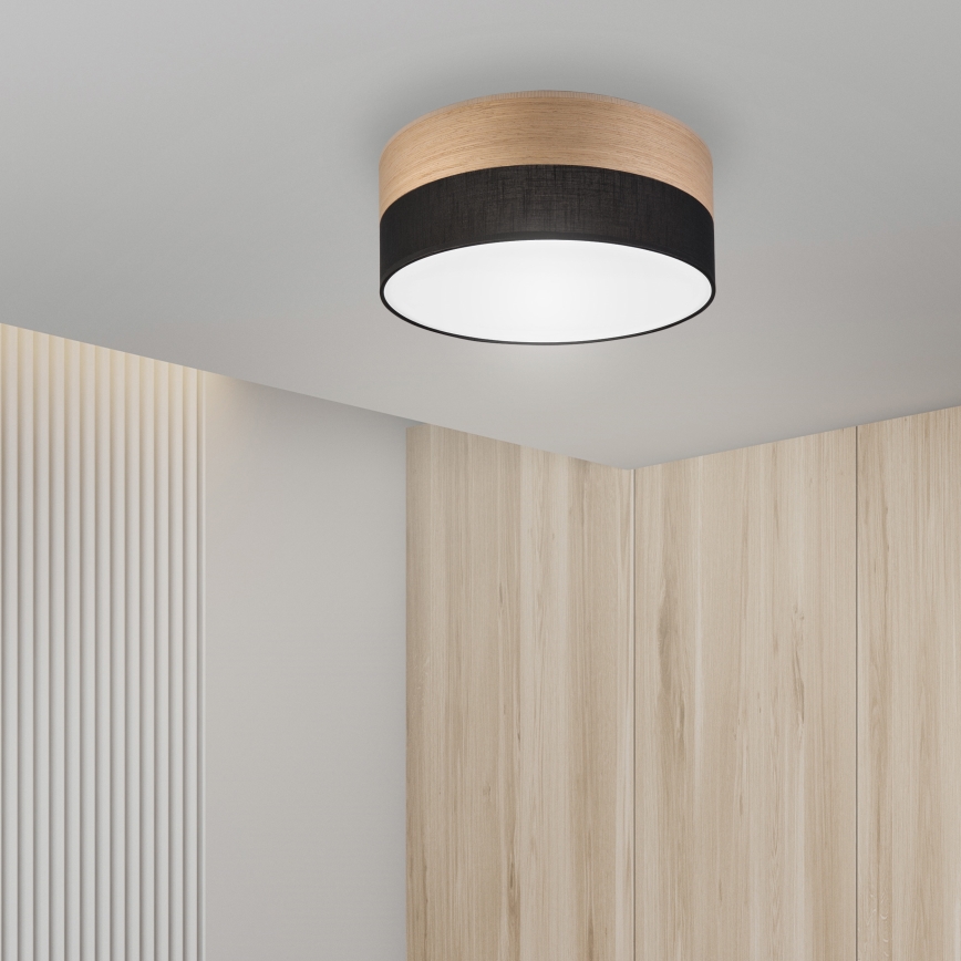 Iluminação de teto LED SIRJA WOOD LED/20W/230V diâmetro 35 cm preto/carvalho
