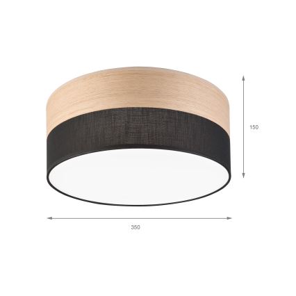 Iluminação de teto LED SIRJA WOOD LED/20W/230V diâmetro 35 cm preto/carvalho