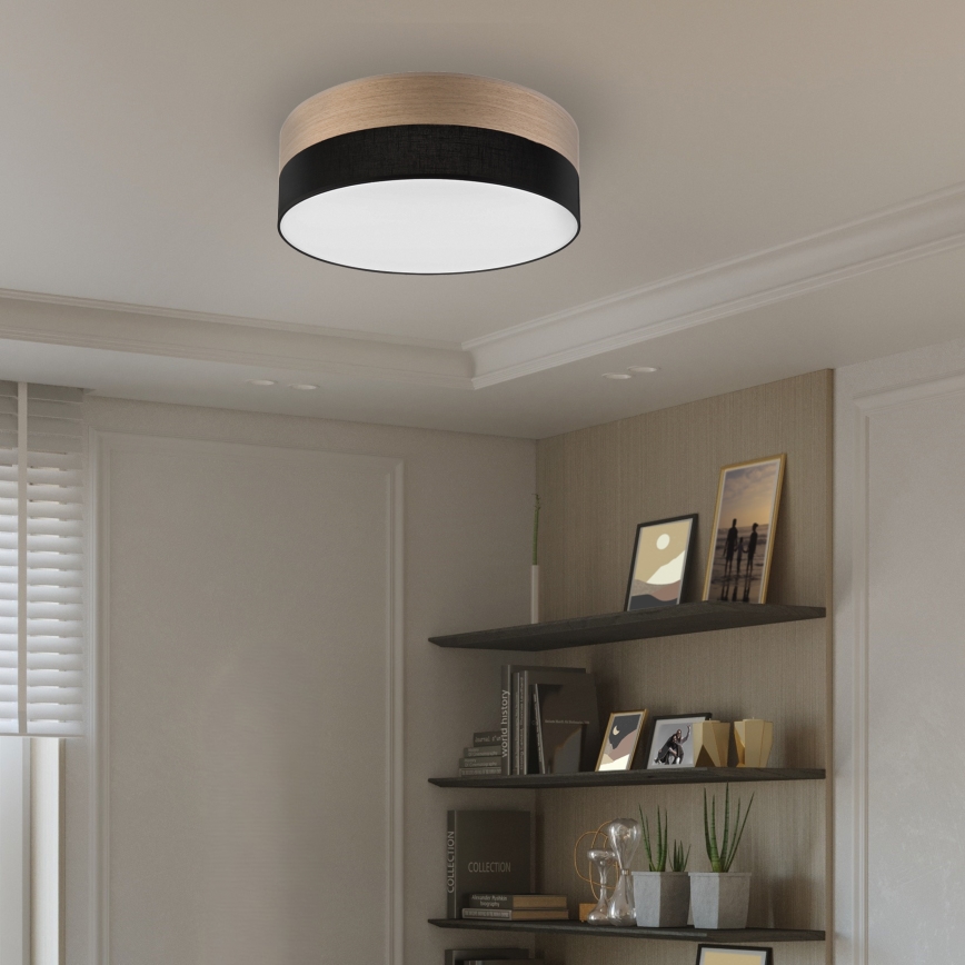 Iluminação de teto LED SIRJA WOOD LED/36W/230V diâmetro 45 cm preto/carvalho