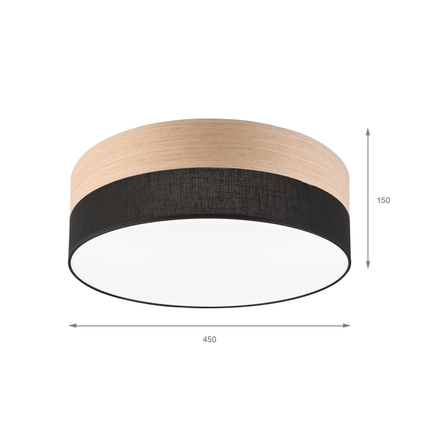 Iluminação de teto LED SIRJA WOOD LED/36W/230V diâmetro 45 cm preto/carvalho