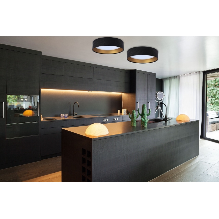 Iluminação de teto LED com regulação SMART GALAXY LED/24W/230V d. 45 cm 2700-6500K Wi-Fi Tuya preto/dourado + controlo remoto
