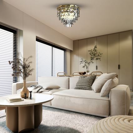 Iluminação de teto LUXURIA 9xE14/40W/230V diâmetro 48 cm dourado