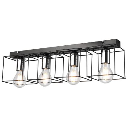 Iluminação de teto MIKA 4xE27/60W/230V 61 cm preto/cromado brilhante