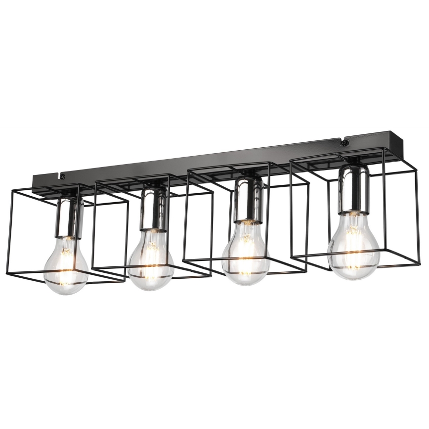 Iluminação de teto MIKA 4xE27/60W/230V 61 cm preto/cromado brilhante