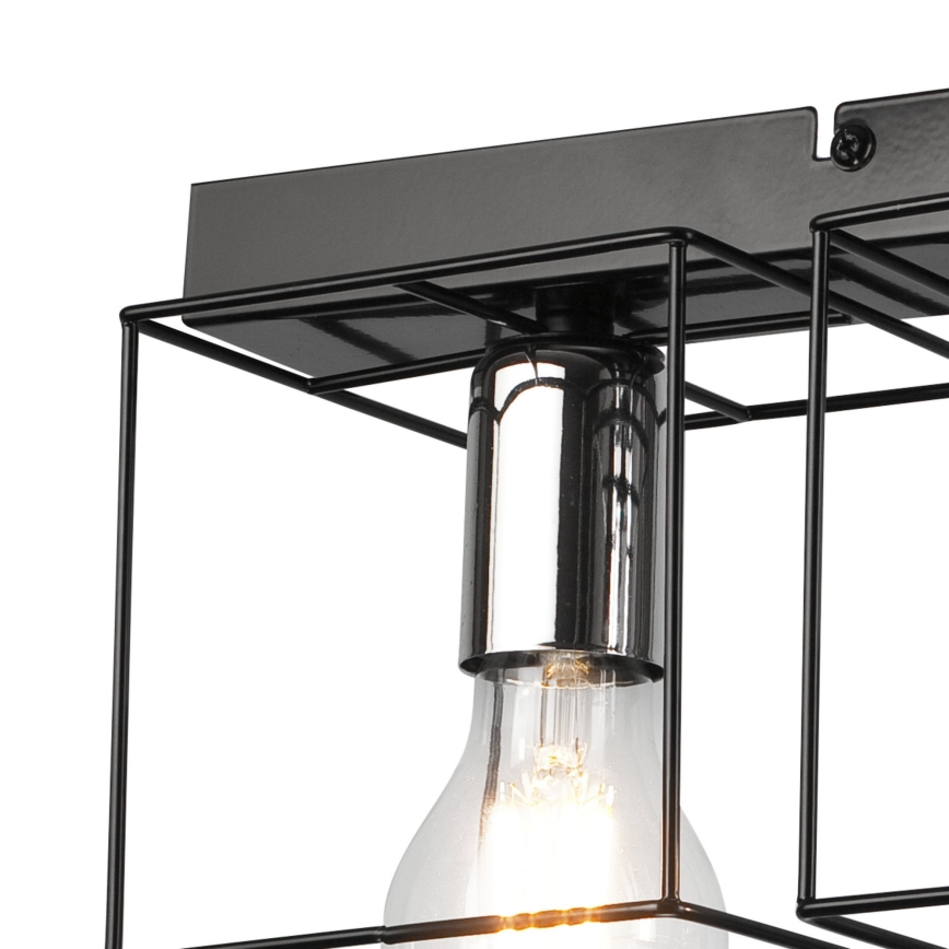 Iluminação de teto MIKA 4xE27/60W/230V 61 cm preto/cromado brilhante