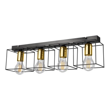 Iluminação de teto MIKA 4xE27/60W/230V 61 cm preto/dourada
