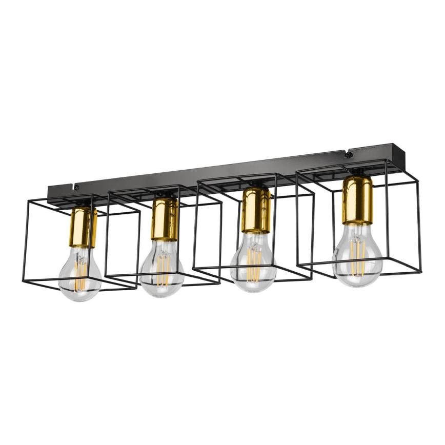 Iluminação de teto MIKA 4xE27/60W/230V 61 cm preto/dourada