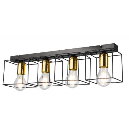 Iluminação de teto MIKA 4xE27/60W/230V 61 cm preto/dourada