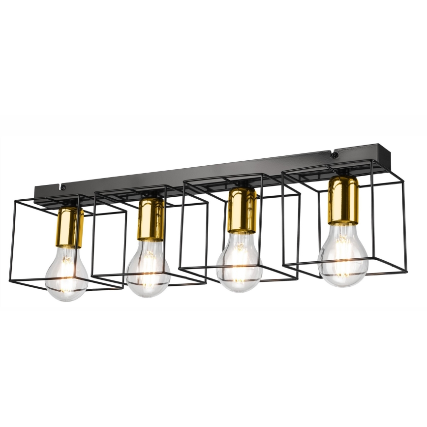 Iluminação de teto MIKA 4xE27/60W/230V 61 cm preto/dourada