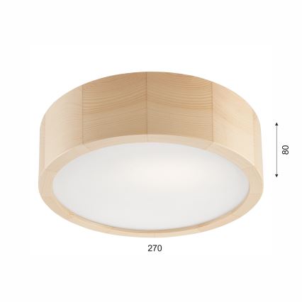 Iluminação de teto NATURAL 1xE27/60W/230V ø 27 cm pinho - FSC certificado