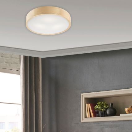 Iluminação de teto NATURAL 3xE27/60W/230V ø 47 cm pinho - FSC certificado