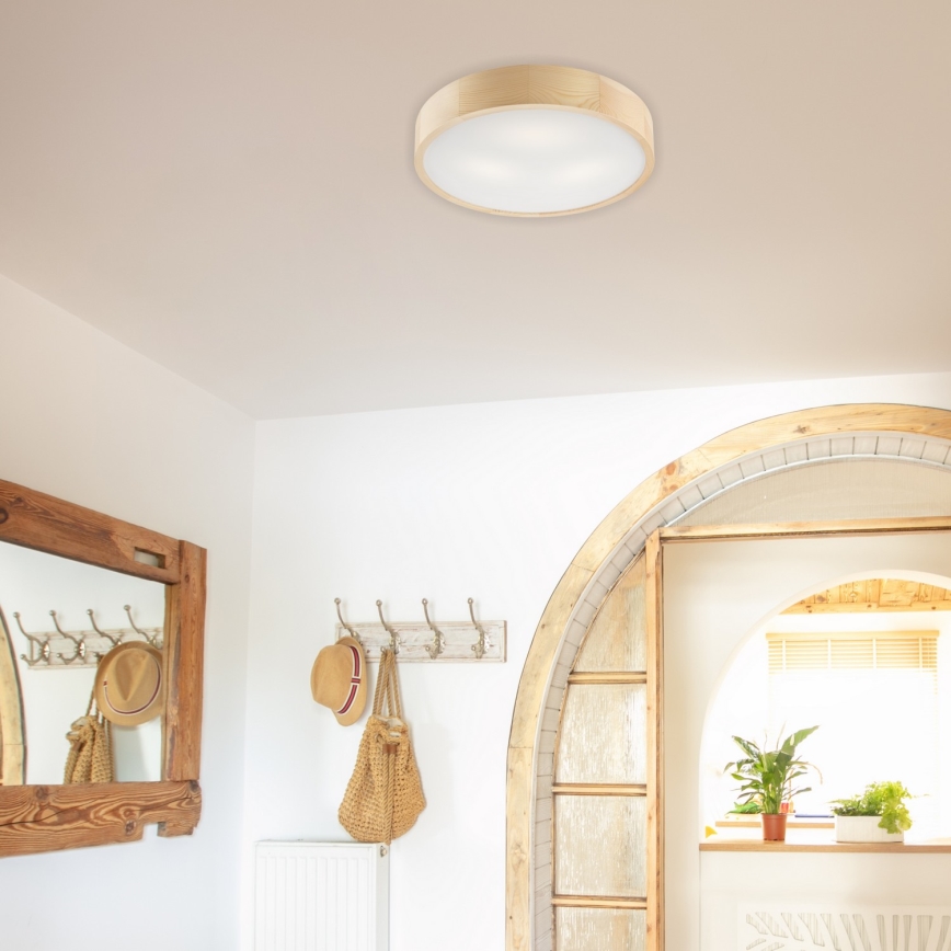 Iluminação de teto NATURAL 3xE27/60W/230V ø 47 cm pinho - FSC certificado
