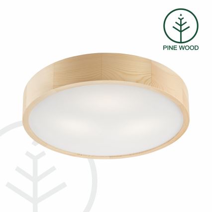 Iluminação de teto NATURAL 3xE27/60W/230V ø 47 cm pinho - FSC certificado
