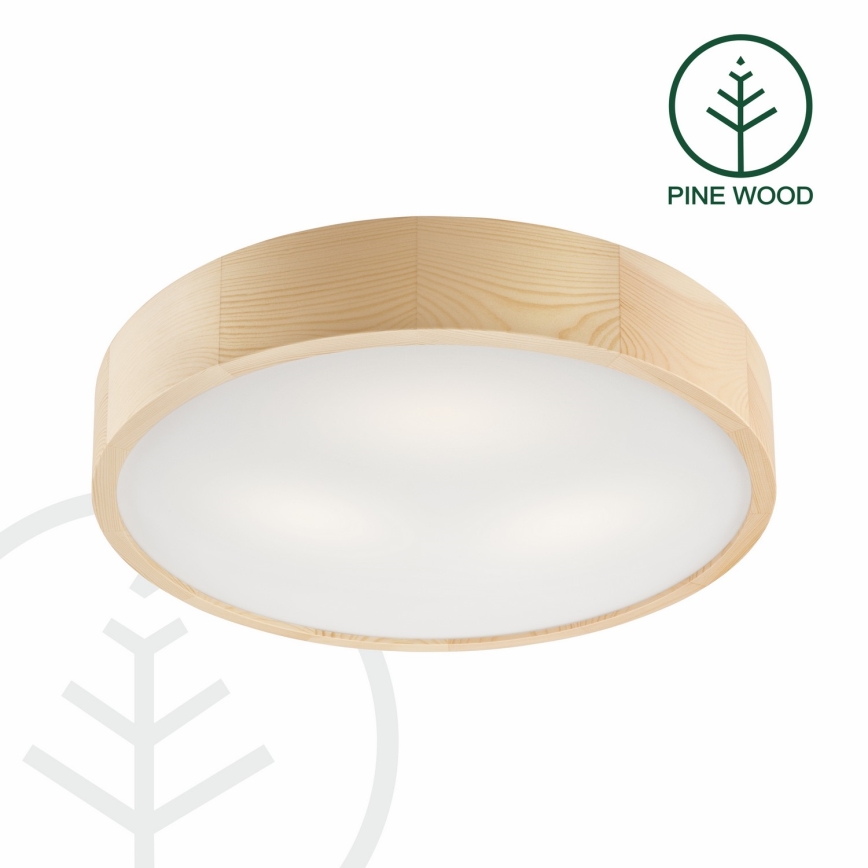 Iluminação de teto NATURAL 3xE27/60W/230V ø 47 cm pinho - FSC certificado