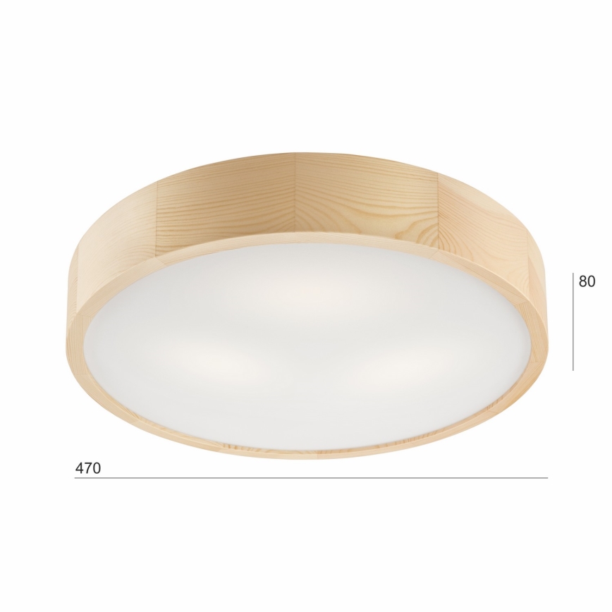 Iluminação de teto NATURAL 3xE27/60W/230V ø 47 cm pinho - FSC certificado