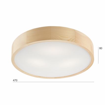 Iluminação de teto NATURAL 3xE27/60W/230V ø 47 cm pinho