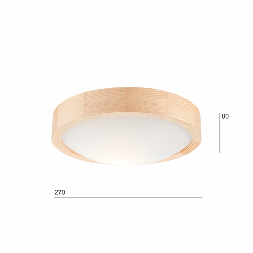Iluminação de teto NATURAL SLIM 1xE27/60W/230V ø 27 cm pinho