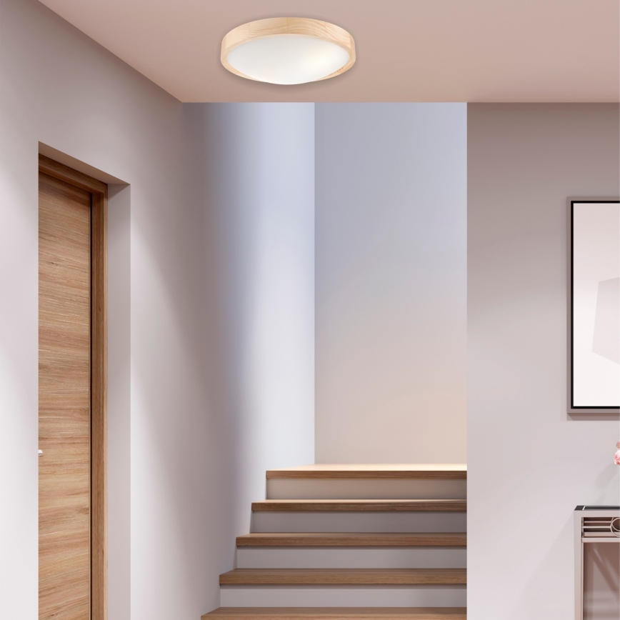 Iluminação de teto NATURAL SLIM 2xE27/60W/230V Ø 37 cm pinho