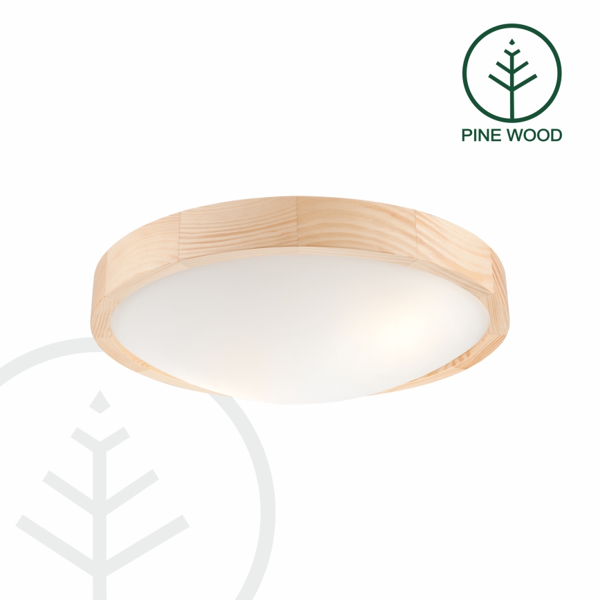 Iluminação de teto NATURAL SLIM 2xE27/60W/230V Ø 37 cm pinho