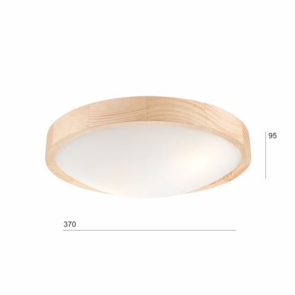 Iluminação de teto NATURAL SLIM 2xE27/60W/230V Ø 37 cm pinho