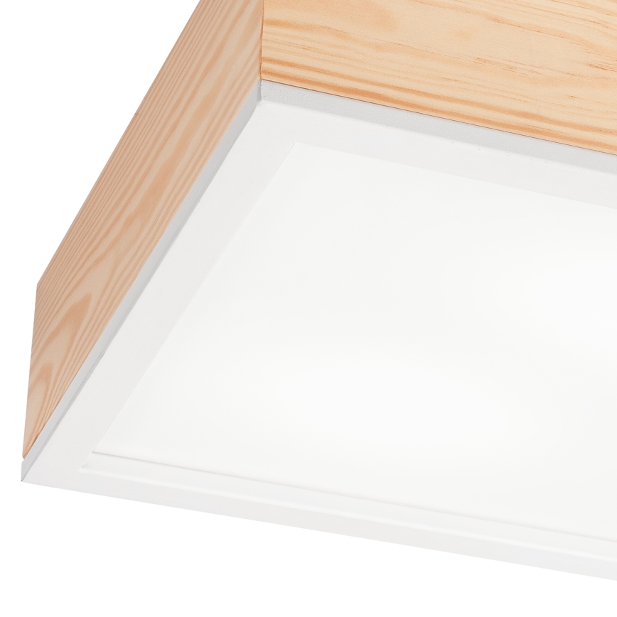 Iluminação de teto NATURAL SQUARE 2xE27/15W/230V 31x31 cm pinho/branco